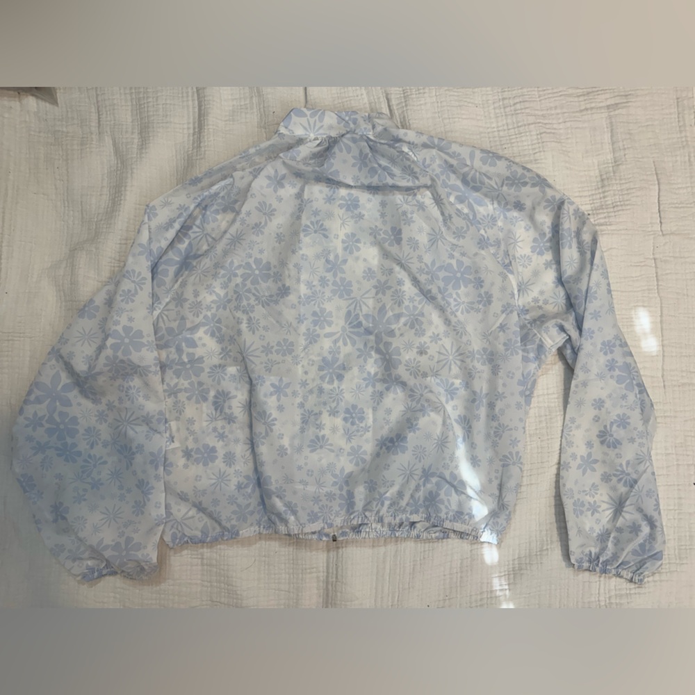 KIJUN
White & Blue Flower Sheer Windbreaker Jacket - Picture 8 of 9